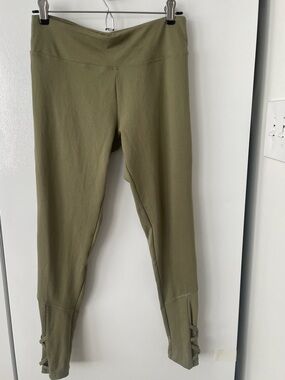 Balance Collection Olive Green Leggings with Crisscross Hem